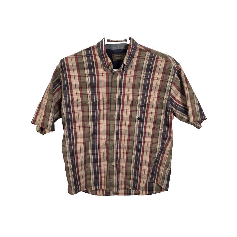 Roper Men's Large Plaid Western Short Sleeve Button Up Shirt